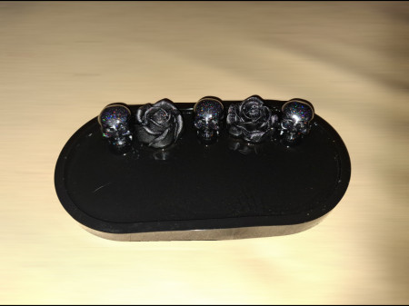 Tablett - Totenkopf,Rose